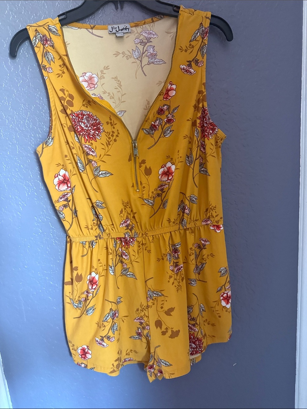 J for Justify Mustard Yellow Floral Sleeveless Romper